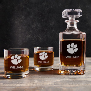 Personalized Clemson Tigers Whiskey Decanter Set — custom engraved in Indiana