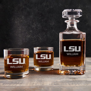 Personalized LSU Tigers Whiskey Decanter Set — custom engraved in Indiana