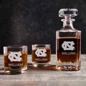 Personalized North Carolina Tar Heels Whiskey Decanter Set — custom engraved in Indiana