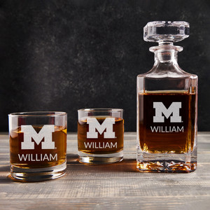 Personalized Michigan Wolverines Decanter Set — custom engraved in Indiana