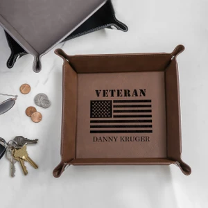 Personalized Veteran Valet Tray — custom engraved in Indiana