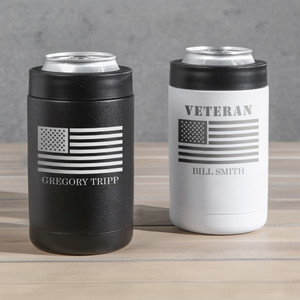 Personalized Veteran Can Cooler — custom engraved in Indiana