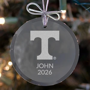 Personalized Tennessee Volunteers Glass Ornament — custom engraved in Indiana