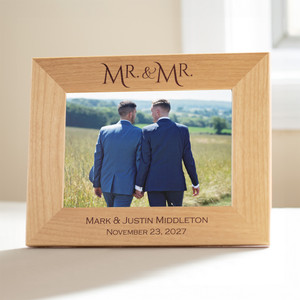Personalized Mr & Mr Picture Frame, LGBTQ — custom engraved in Indiana