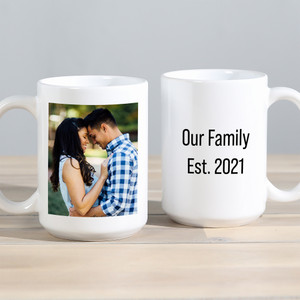 Personalized Anniversary Photo Coffee Cup with your picture and text for wife