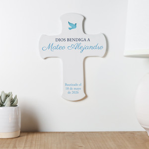 Baptism Wall Cross for Boys in blue