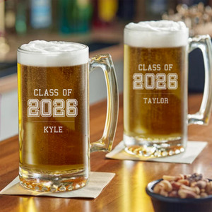 Personalized Large Beer Mug 25 oz — engraved Class of 2026 design, custom engraved in Indiana