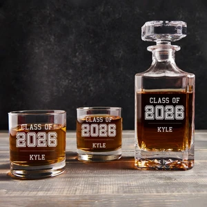 Personalized Whiskey Decanter Set — engraved Class of 2026 design, custom engraved in Indiana