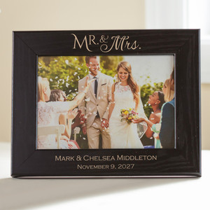 Personalized Mr. & Mrs. Picture Frame, Custom Wedding Gift Engraved Black Frame Personalized Mr. & Mrs. Picture Frame, Custom Wedding Gift Engraved Black Frame