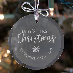 Personalized Baby's First Christmas Ornament 2025 — custom engraved in Indiana