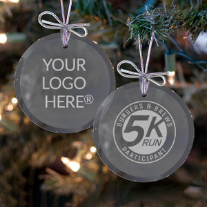 Custom Logo Glass Ornament - Silver Bow ("Bulk") Custom Logo Glass Ornament - Silver Bow ("Bulk")