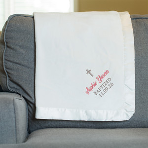 Lifetime Creations Personalized Baby Baptism Gift Blanket - Custom Embroidered White Christening Blanket for Boys Girls, Baby Dedication Gifts, Bautizo Regalo, Baptismal Gifts