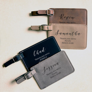 Personalized Traveling Couple Luggage Tags Pair — custom engraved in Indiana