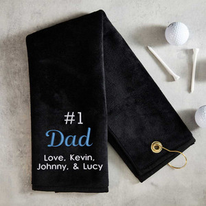 Personalized #1 Dad Golf Towel — custom engraved in Indiana