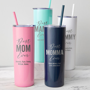 Sassycups Best Mom Ever Tumbler | Engraved Stainless Steel Tumbler with Straw | New Mom Travel Mug | Worlds Best Mom Tumbler | New Mom Cup | Mom to Be