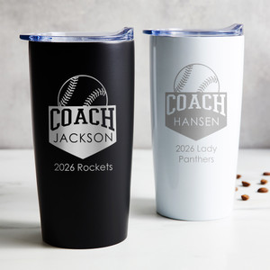 Personalized Baseball Coach Tumbler — custom engraved in Indiana
