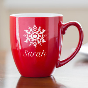 Personalized Christmas Coffee Mug (Snowflake) — custom engraved in Indiana