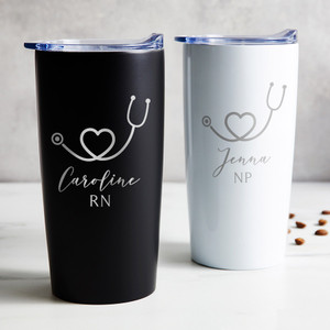 Nurse Personalized Tumbler, Tumbler With Straw, Stethoscope, RN