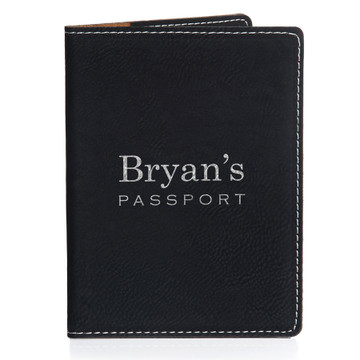 Personalized Black Passport Cover with Name