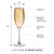 Personalized engraved champagne flute — dimensions and engraving area infographic