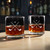 Custom engraved whiskey glasses with golf clubs and ball, and your initials; engraving creates a frosted glass effect