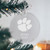 Clemson Tigers Glass Ornament alternate angle showing engraving and finish