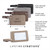 Personalized vegan leather luggage tag — dimensions and color options infographic