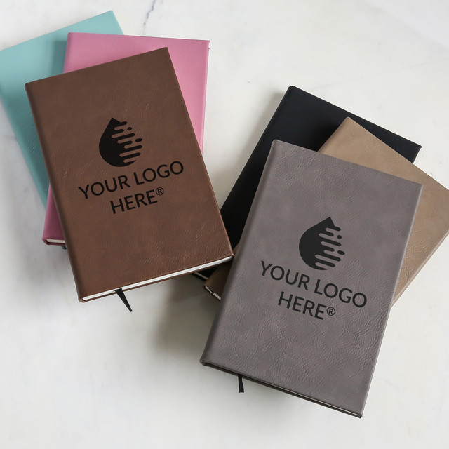 Custom logo engraved vegan leatherette journal for bulk onboarding and conference gifts