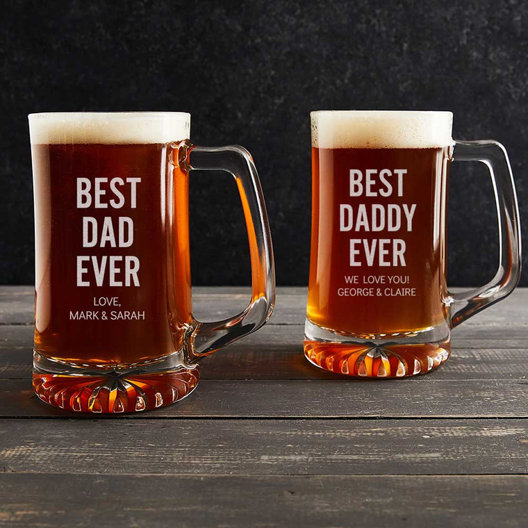 Personalized Personalized Best Dad Ever Beer Mug — custom engraved in Indiana