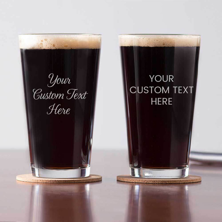 Personalized pint glasses with custom text