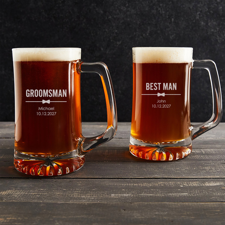 Personalized Customized Groomsman Beer Mug — custom engraved in Indiana