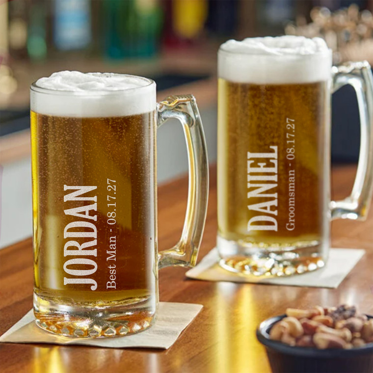 Personalized Customized Groomsman Beer Mug — custom engraved in Indiana