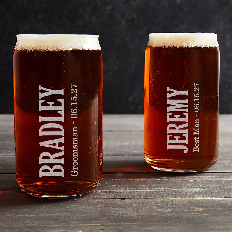 Engraved Personalized Groomsmen or Best Man Beer Can Glass Engraved Personalized Groomsmen or Best Man Beer Can Glass