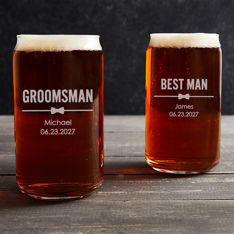 Personalized Groomsman Beer Can Glass — custom engraved in Indiana