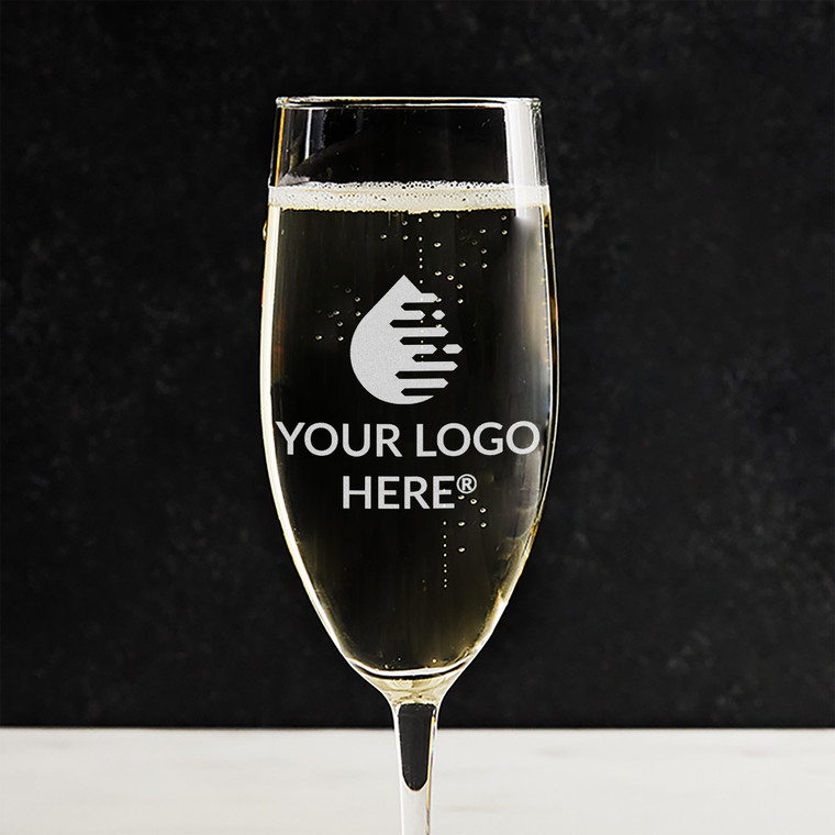 Personalized Logo Engraved Champagne Glasses for Bulk Orders — custom engraved in Indiana