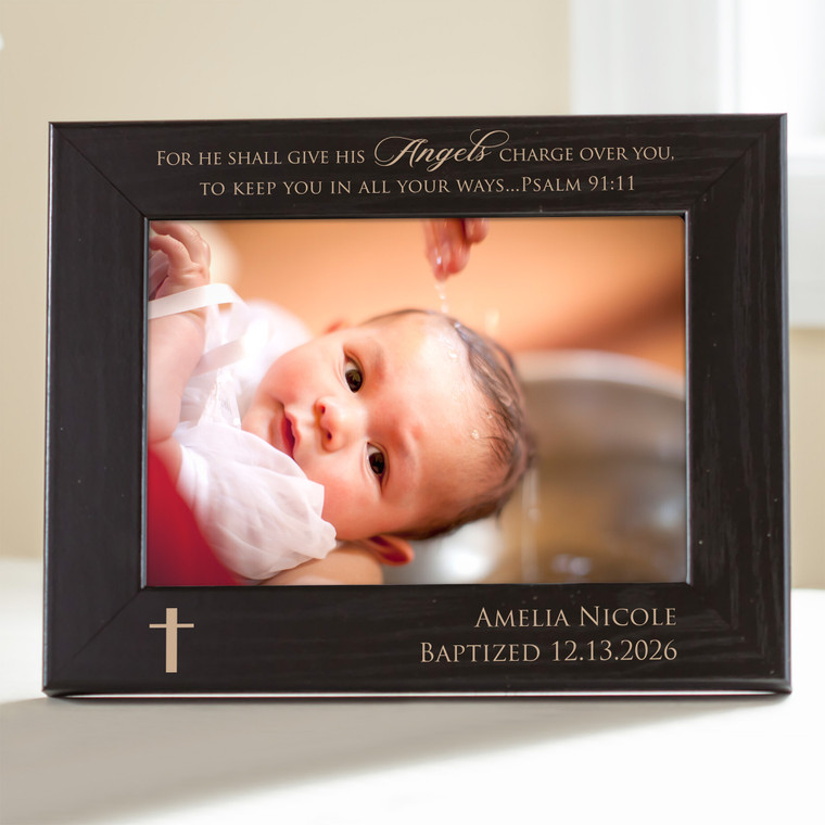 Personalized Baptism Picture Frame (Black) — custom engraved in Indiana