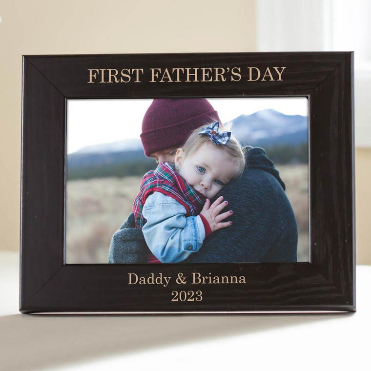 Personalized First Father's Day Picture Frame (Black)