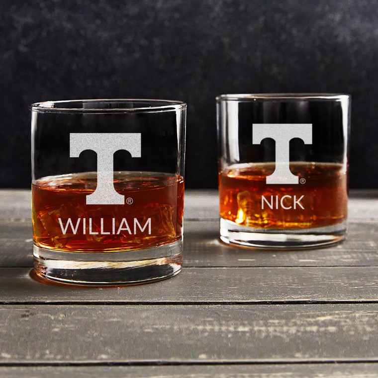 Personalized Tennessee Volunteers Whiskey Glass, Custom engraved with your name; gift for Volunteers fan birthday, Father's Day, graduation