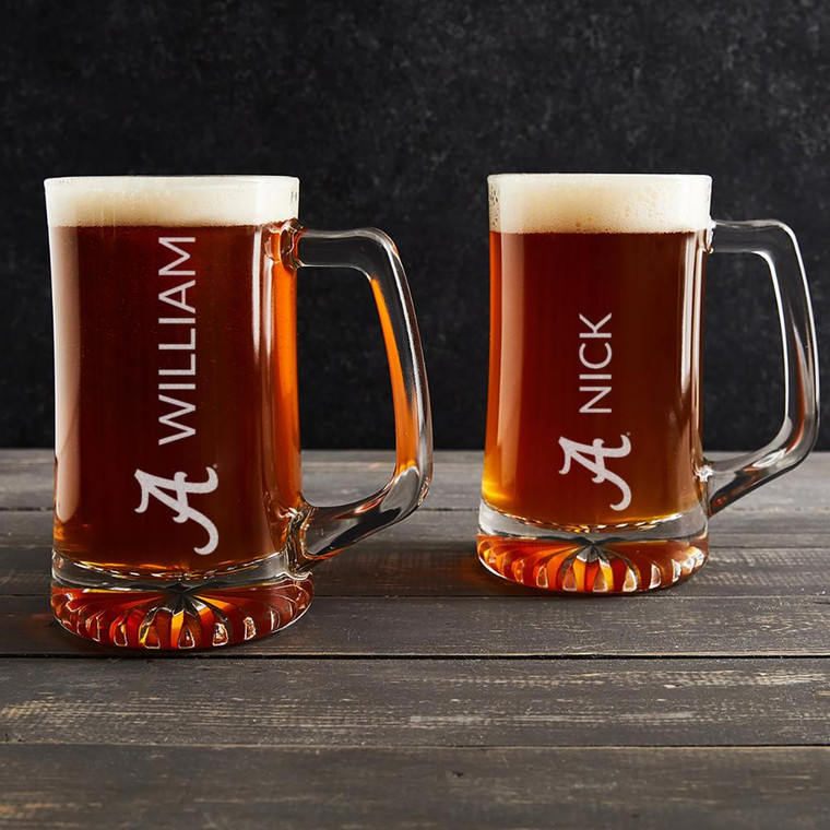 Personalized Alabama Crimson Tide Beer Mug — custom engraved in Indiana