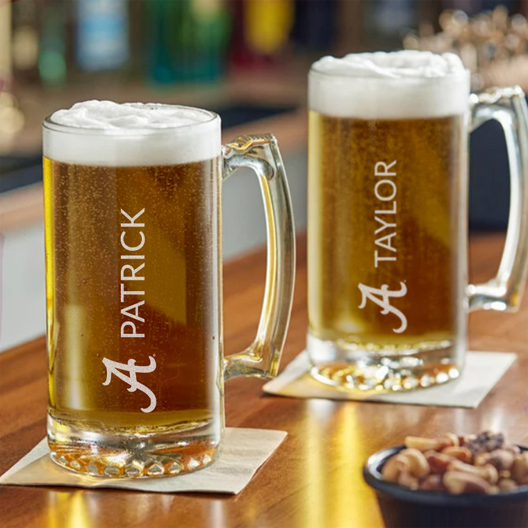 Personalized Alabama Crimson Tide Beer Mug — custom engraved in Indiana