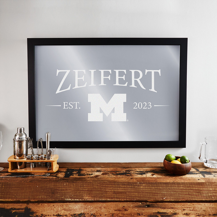 Personalized Michigan Wolverines Wall Mirror — custom engraved in Indiana