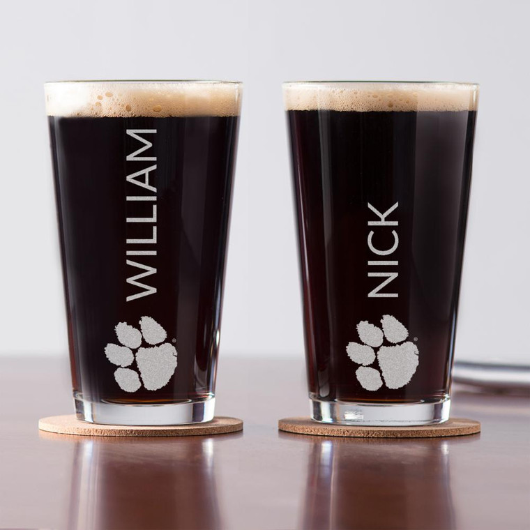 Personalized Clemson Tigers Pint Glass — custom engraved in Indiana
