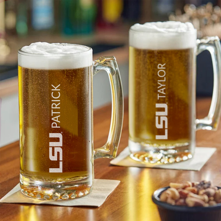 Personalized LSU Tigers Beer Mug — custom engraved in Indiana