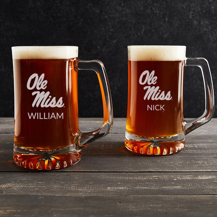 Personalized Ole Miss Beer Mug — custom engraved in Indiana