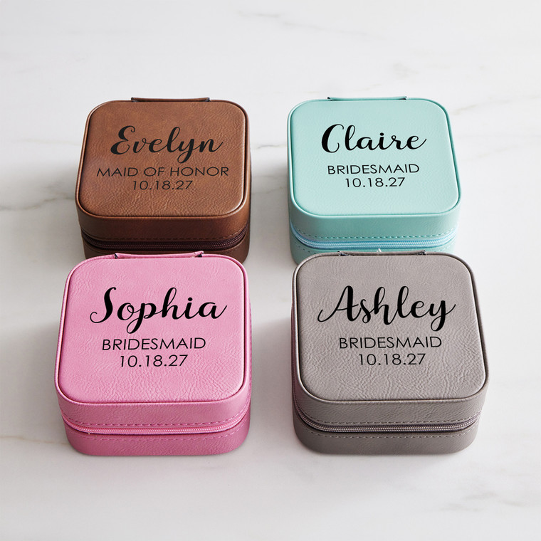 Personalized Bridesmaid Travel Jewelry Case — custom engraved in Indiana