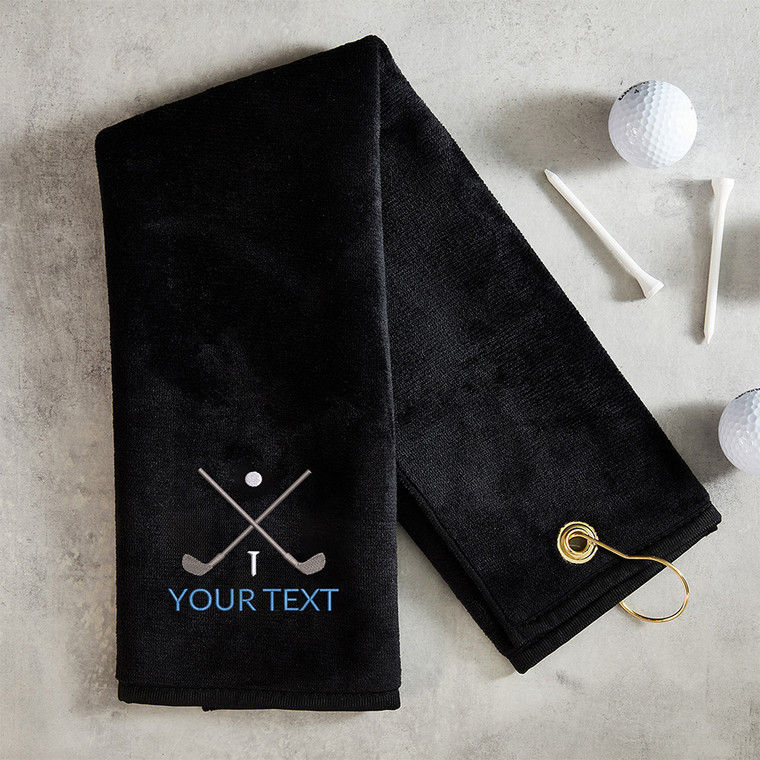 Personalized Golf Towel with Text — custom engraved in Indiana
