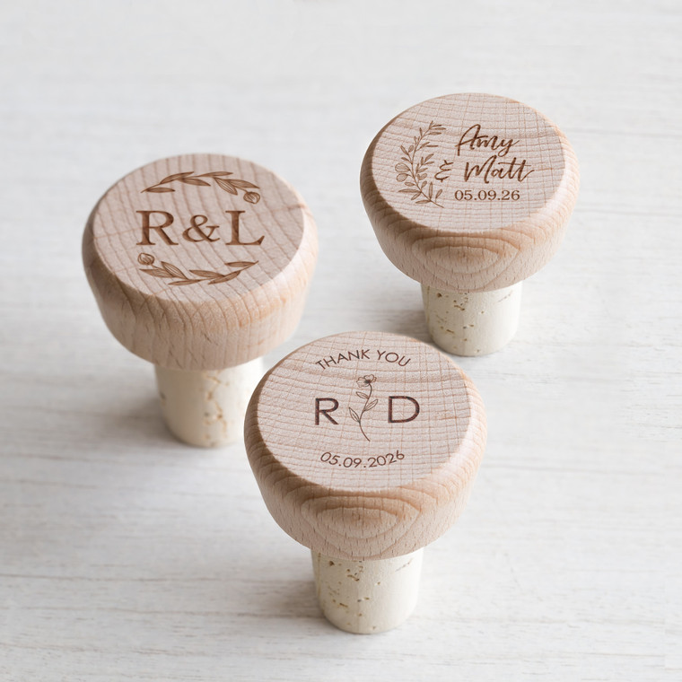 Personalized Bulk Custom Wedding Wine Stoppers — custom engraved in Indiana