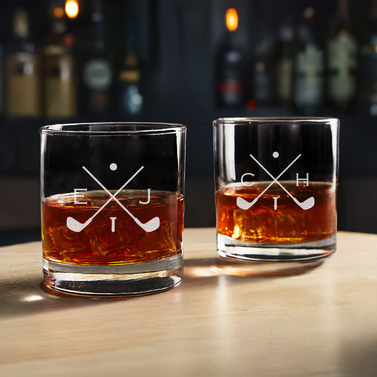 Personalized Golf Whiskey Glass — custom engraved in Indiana