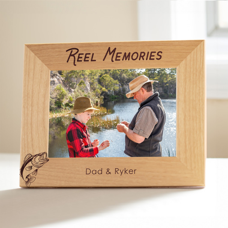 Personalized Fishing Picture Frame in landscape orientation