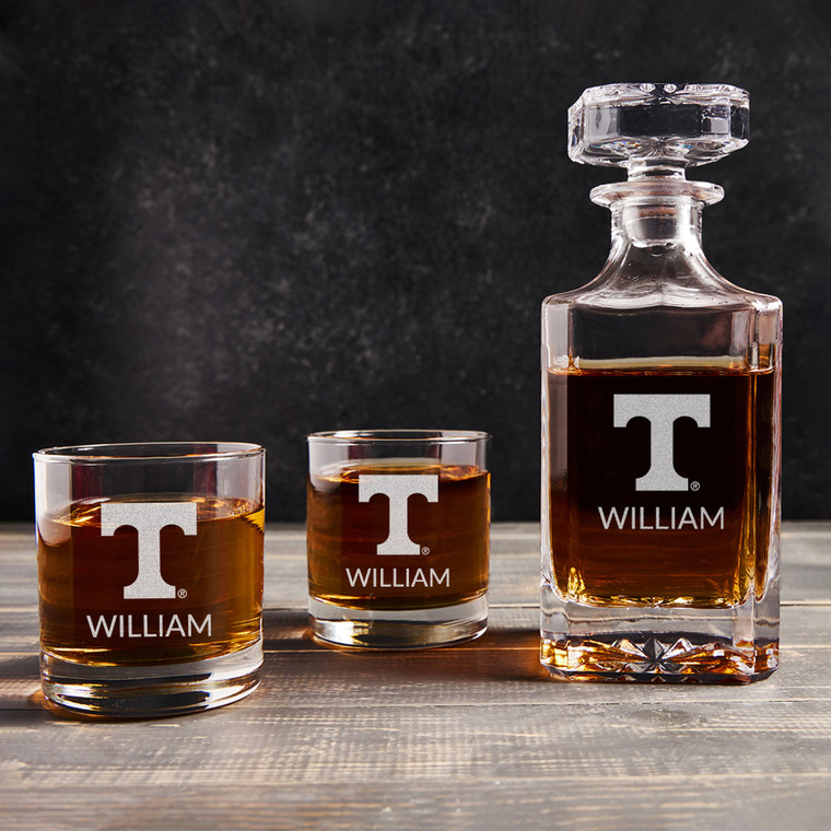 Personalized Tennessee Volunteers Whiskey Decanter Set — custom engraved in Indiana